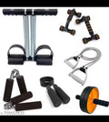 6-in-1 Home Gym Combo Set – Tummy Trimmer, Push-Up Bars, Hand Gripper, Resistance Tube, Skipping Rope & Ab Roller for Full Body Workout